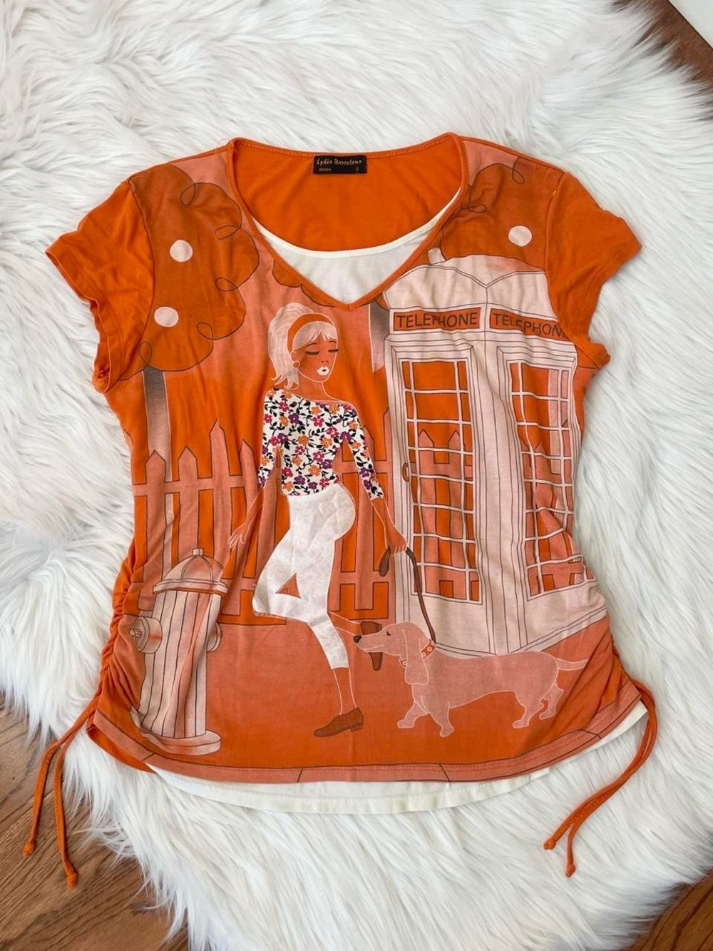 Vintage Y2K girl graphic print short sleeve top by Lydia Barcelona